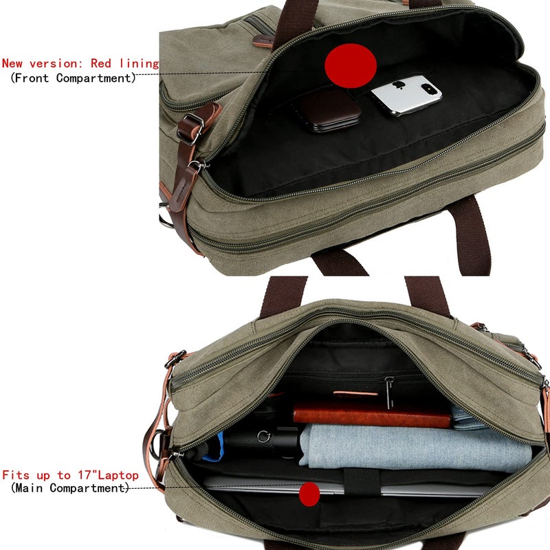 Baosha Convertible Briefcase Backpack 17 Inch Laptop Bag Case Business Briefcase HB-22 (Amy Green) - Image 5
